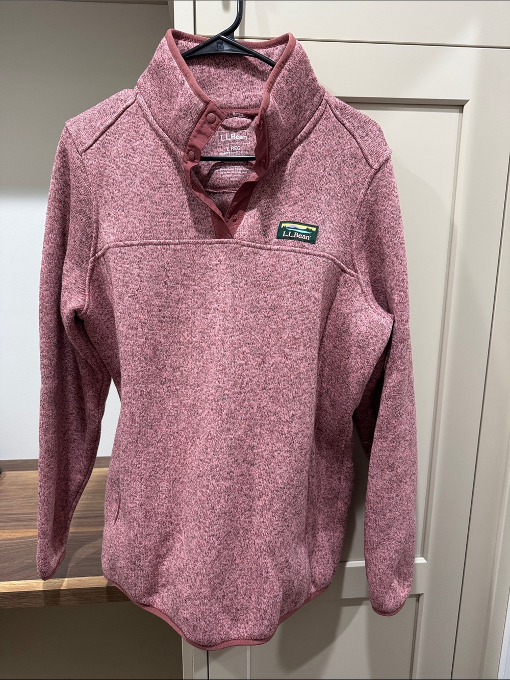 L.L. Bean Heathered Rose Snap-Button Pullover